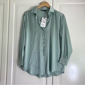 Zara Mint Satin Shirt